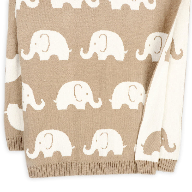 Elephant Trail Organic Jacquard Knit Baby Blanket
