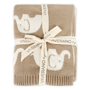 Elephant Trail Organic Jacquard Knit Baby Blanket