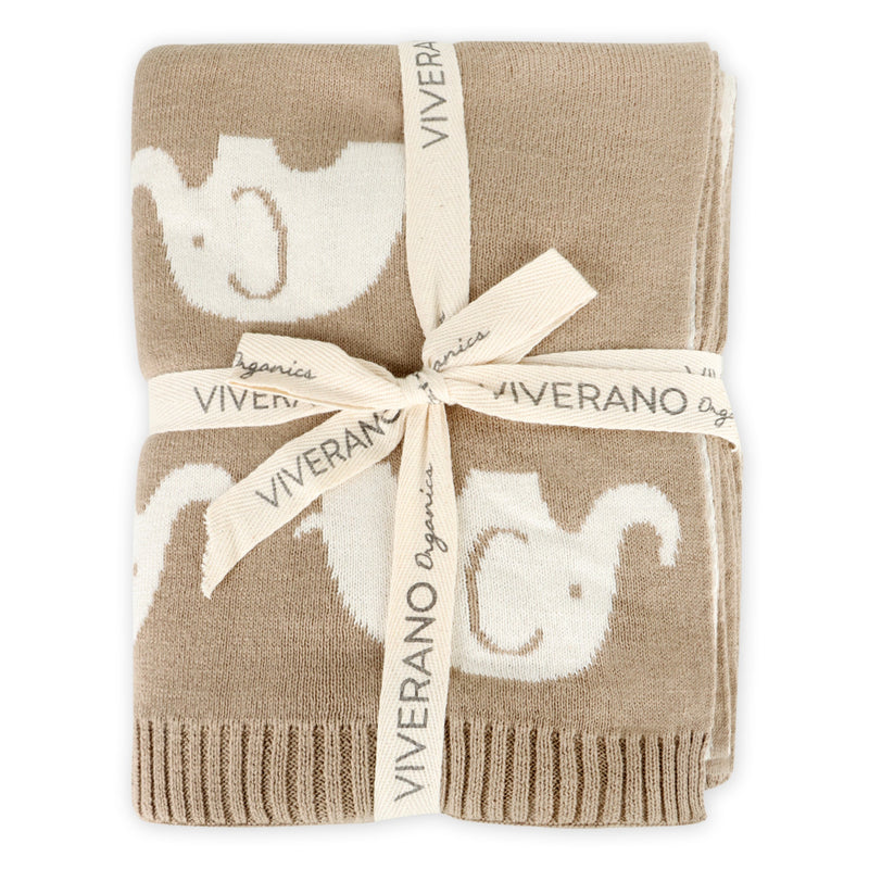 Elephant Trail Organic Jacquard Knit Baby Blanket