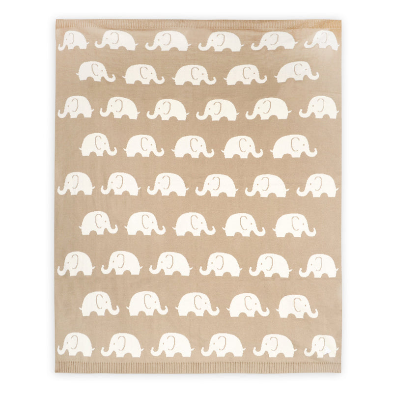 Elephant Trail Organic Jacquard Knit Baby Blanket