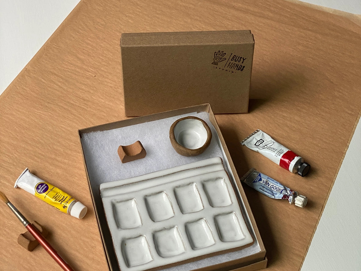 Medium 8-Pan Ceramic Watercolor Artist Paint Palette