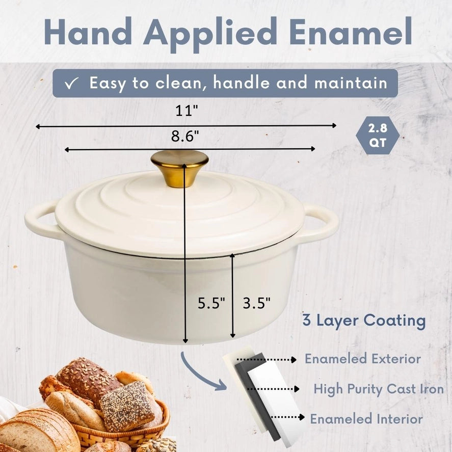 Enameled Cast Iron Dutch Oven 2.8Qt