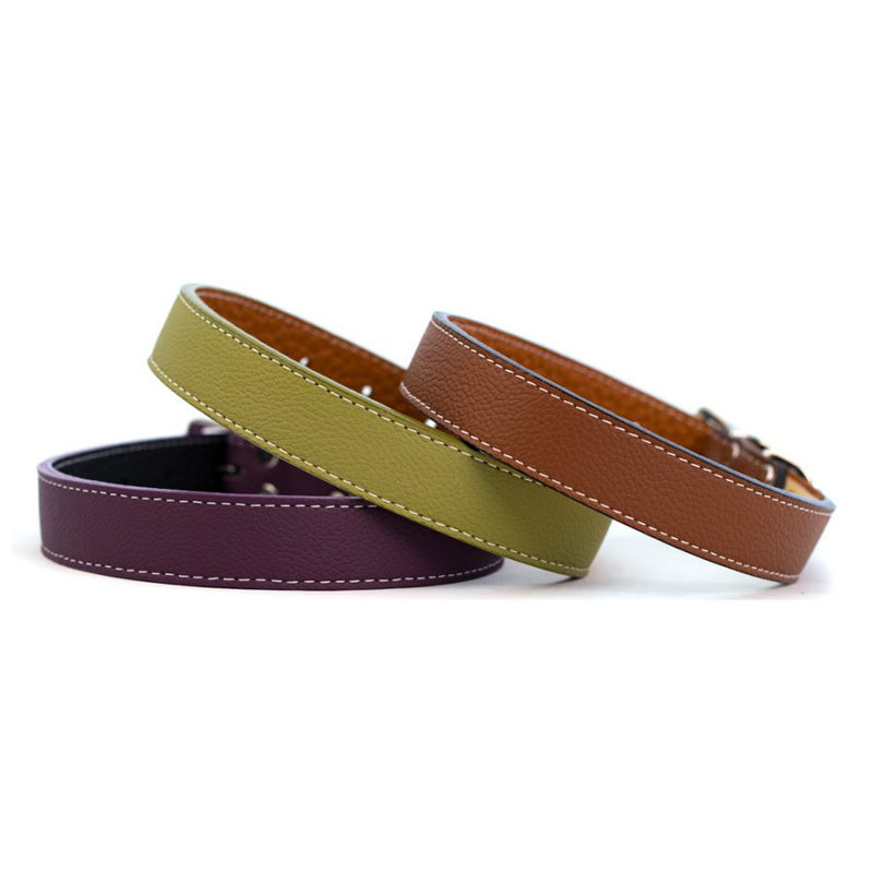 Italian Leather Dog Collar | 1" x 20" | Center Bar Buckle