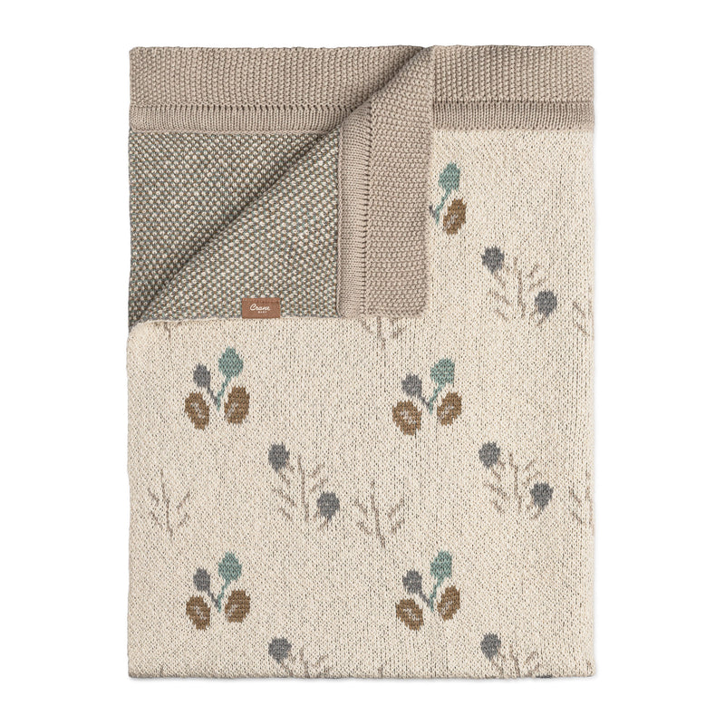 Avery Organic Cotton Knitted Baby Blanket | Reversible Floral Print | Poppy