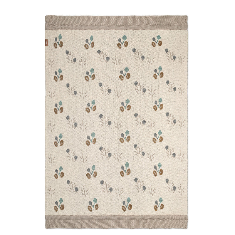 Avery Organic Cotton Knitted Baby Blanket | Reversible Floral Print | Poppy