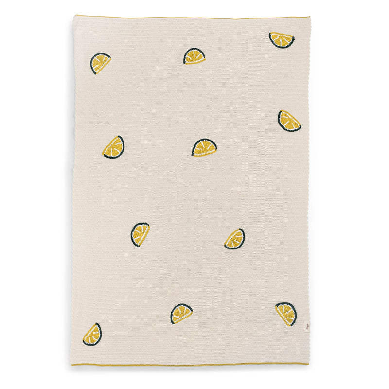 Clementine Lemon Embroidered Knit Baby Blanket