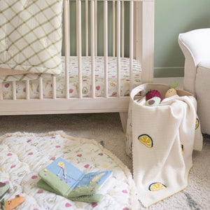 Clementine Lemon Embroidered Knit Baby Blanket
