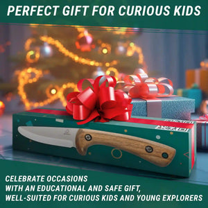 Kids Bushcraft Knife | Rounded Tip | Walnut Handle | 7" Overall