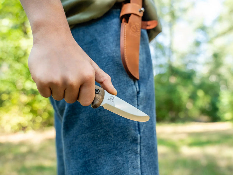 Kids Bushcraft Knife | Rounded Tip | Walnut Handle | 7" Overall