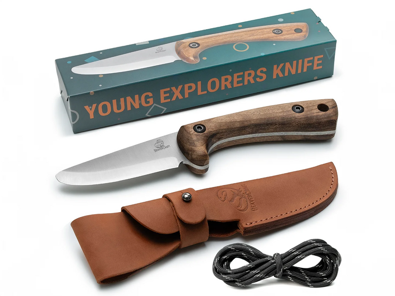 Kids Bushcraft Knife | Rounded Tip | Walnut Handle | 7" Overall