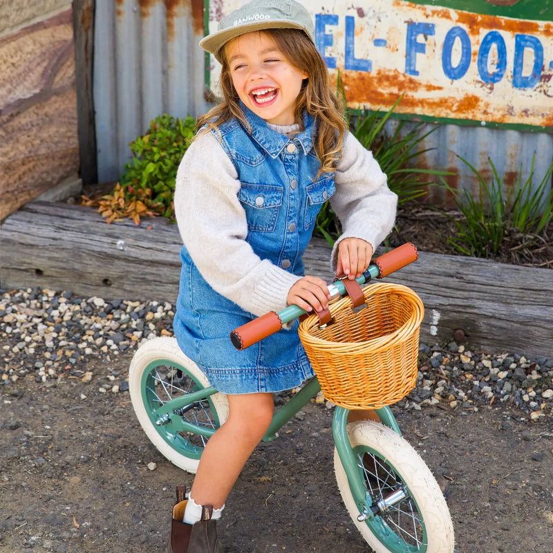Banwood First Go Balance Bike | Cream | 12" | Adjustable 37-44cm Saddle — FOREST GREEN