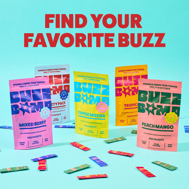 Buzz Bomb Caffeine Sticks | Peach Mango | 20-Pack