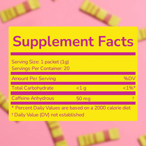 Lemon Drop Caffeine Powder | 50mg Per Stick | 20 Count