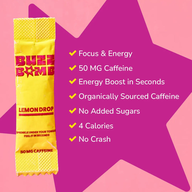 Lemon Drop Caffeine Powder | 50mg Per Stick | 20 Count