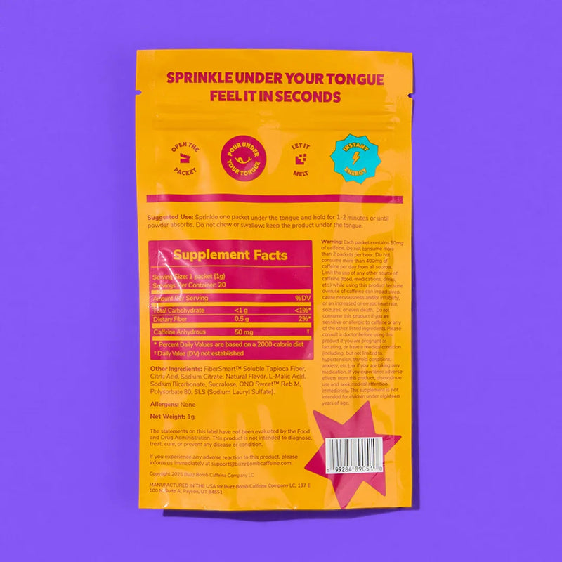 Buzz Bomb Caffeine Sticks | Tropical | 20-Pack