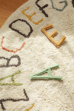 Washable Play Rug ABC Color and Letters | Round | Handcrafted in India