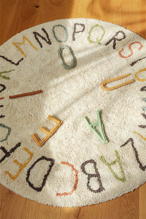 Washable Play Rug ABC Color and Letters | Round | Handcrafted in India
