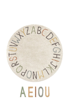 Washable Play Rug ABC Color and Letters | Round | Handcrafted in India