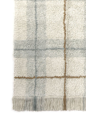 Washable Cotton Rug | Tartan Blue Sage