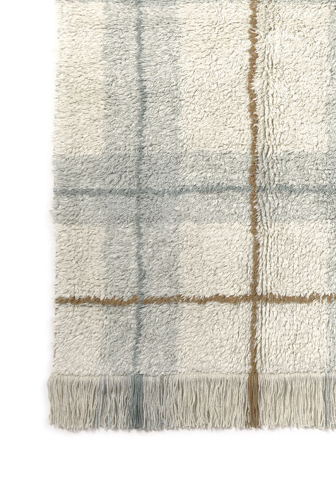 Washable Cotton Rug | Tartan Blue Sage