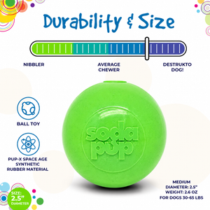 Glitter Ball Dog Toy | Soft Rubber | Floating Fetch Ball & Treat Dispenser | USA Made