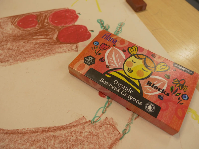 Filana Organic Beeswax Block Crayons | 12 Classic Colors | Made with 20%+ Certified Organic Beeswax