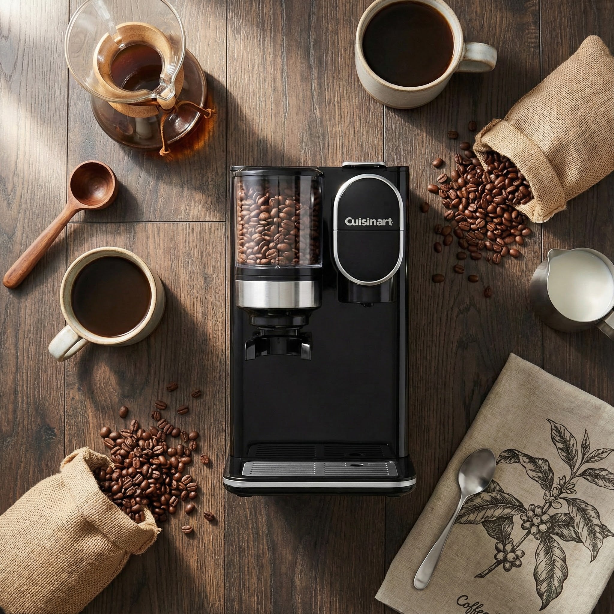 Cuisinart Grind & Brew Classic Black Single Serve Coffee Maker with Built-In Grinder