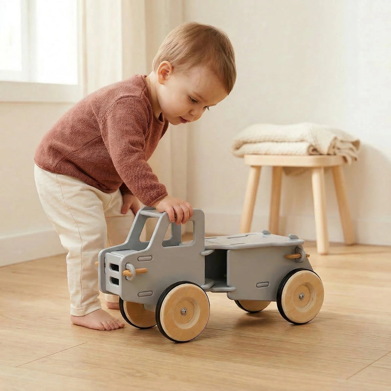 Ride-On Dump Truck | Solid Birch Plywood | Light Grey