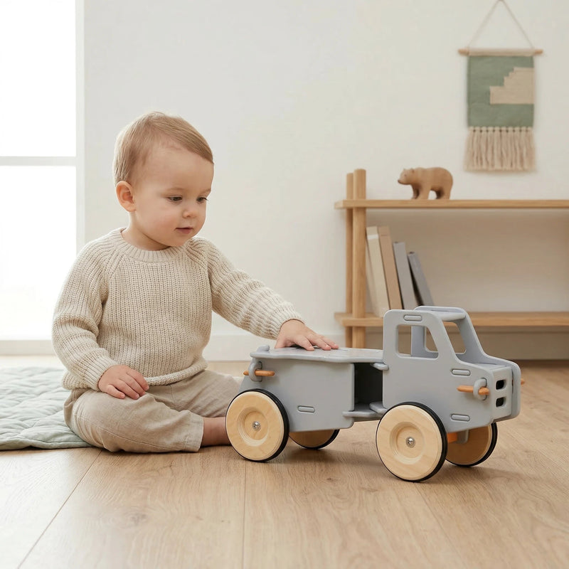 Ride-On Dump Truck | Solid Birch Plywood | Light Grey