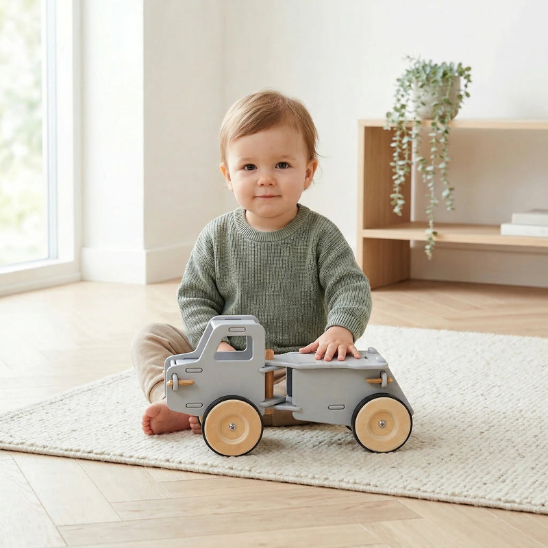 Ride-On Dump Truck | Solid Birch Plywood | Light Grey