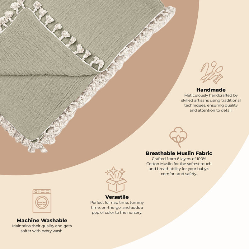 6-Layer Cotton Muslin Baby Blanket | Fern Print