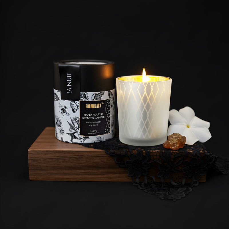 La Nuit Glow Candle | Amber, Myrrh, Vanilla, Egyptian Musk, French Lavender | Handcrafted in USA