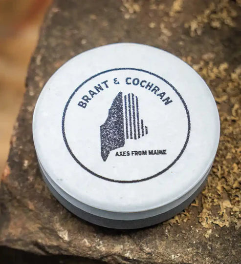 Brant & Cochran dual-grit axe honing puck — 240 coarse and 400 fine