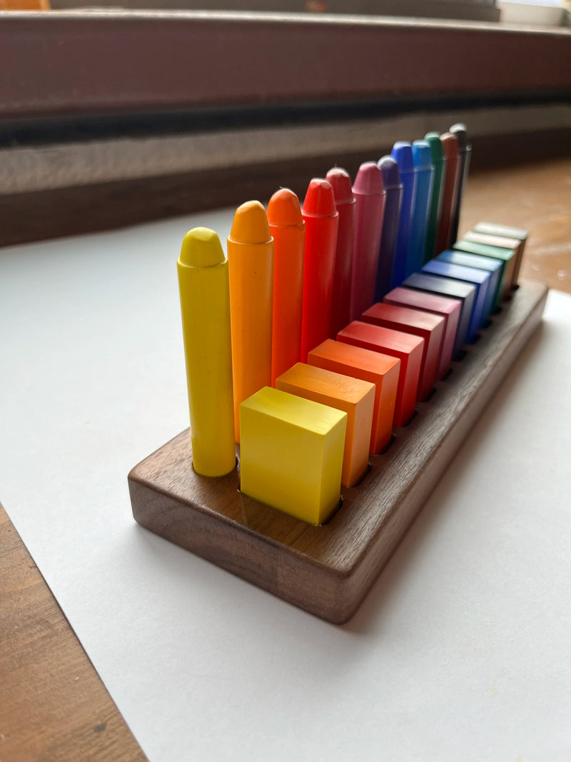 Walnut Crayon Holder | 12 Stick + 12 Block | Handcrafted