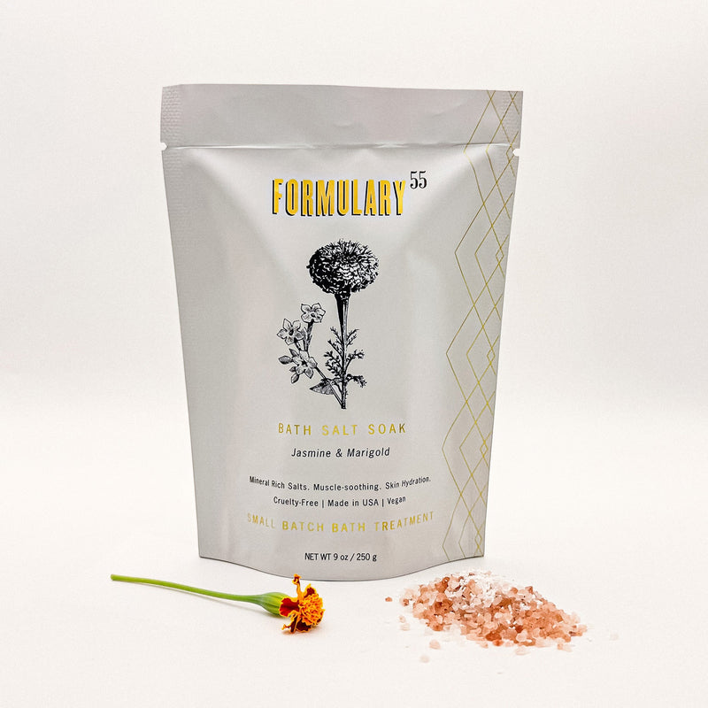 Jasmine & Marigold Bath Salt Soak | Epsom, Magnesium & Pink Himalayan Salt