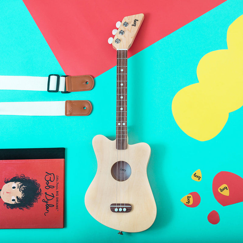 Loog Mini Acoustic Guitar | 3-String | Natural Basswood & Maple | Ages 3+