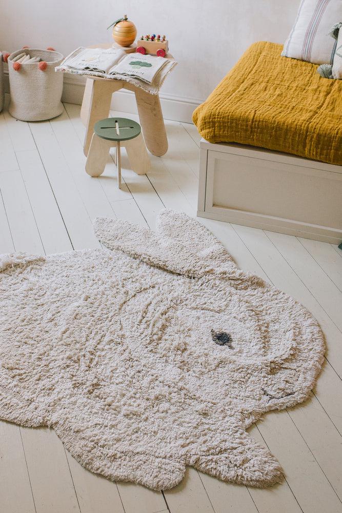 Washable Animal Rug Bunny | 4'3" x 4'5" | Cotton