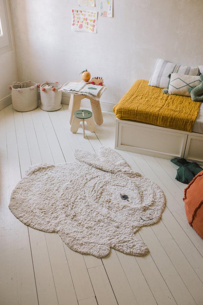 Washable Animal Rug Bunny | 4'3" x 4'5" | Cotton