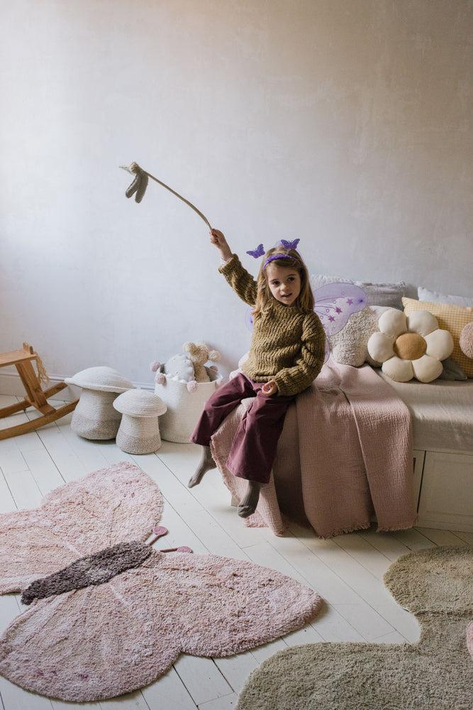 Washable Cotton Butterfly Rug | 8 Pink Shades | Handcrafted