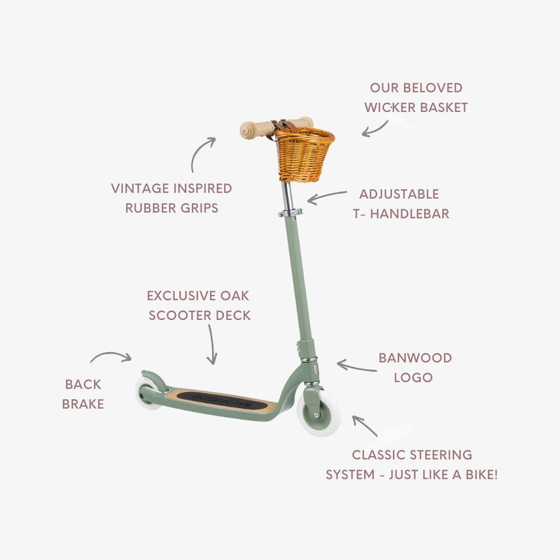 Banwood Maxi Scooter | Vintage Green | Oak Deck | Ages 6+