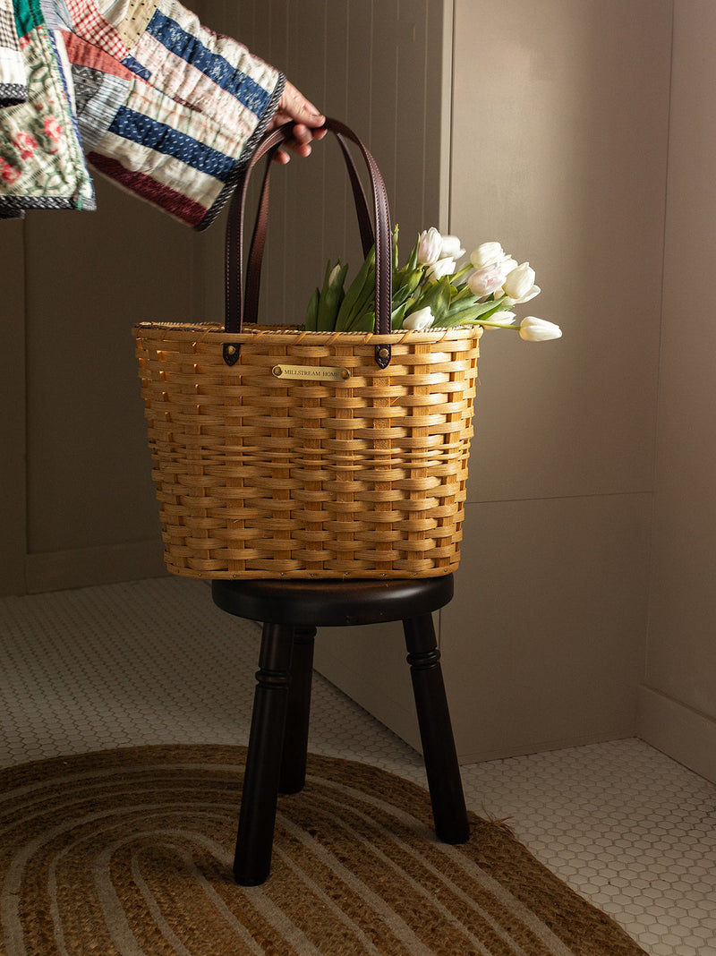 Large Market Basket | Amish Handwoven | Seagrass & Willow | 18" x 11" x 12"