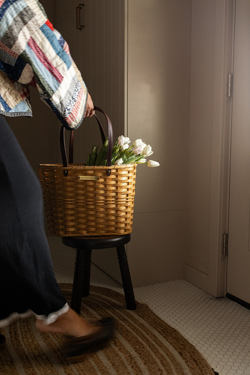 Large Market Basket | Amish Handwoven | Seagrass & Willow | 18" x 11" x 12"