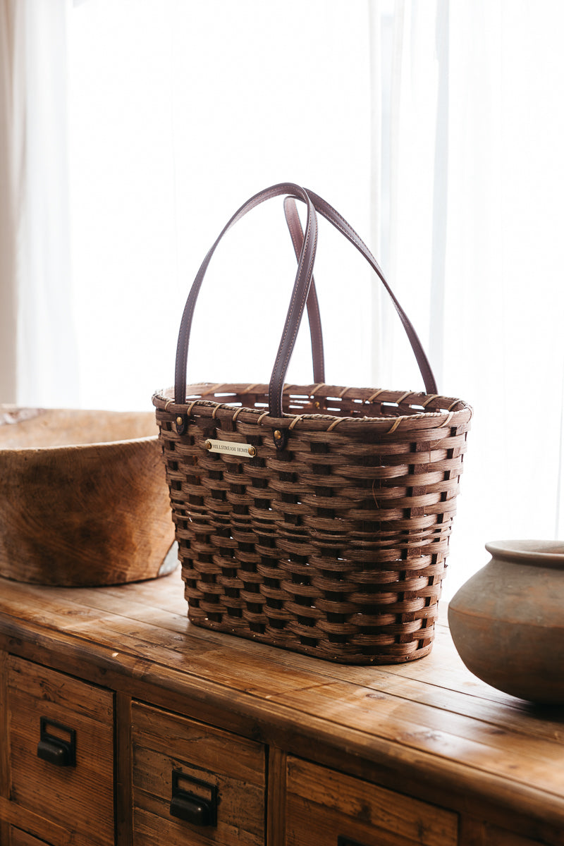 Large Market Basket | Amish Handwoven | Seagrass & Willow | 18" x 11" x 12"
