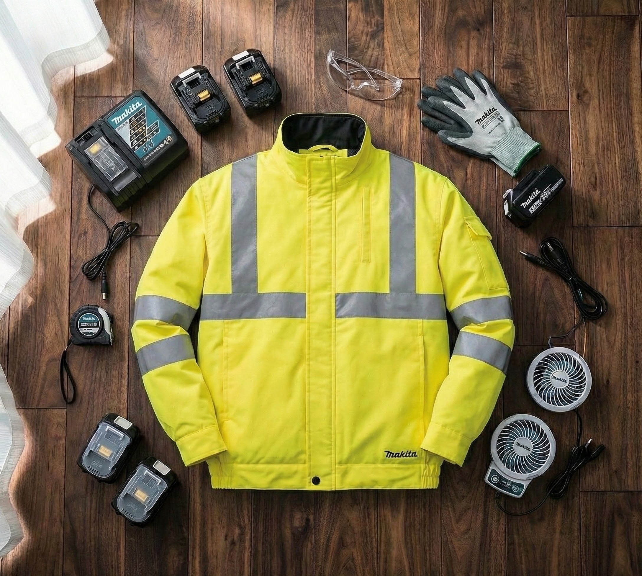 Makita 18V LXT Lithium-Ion Cordless High Visibility Fan  Jacket - XL - Yellow