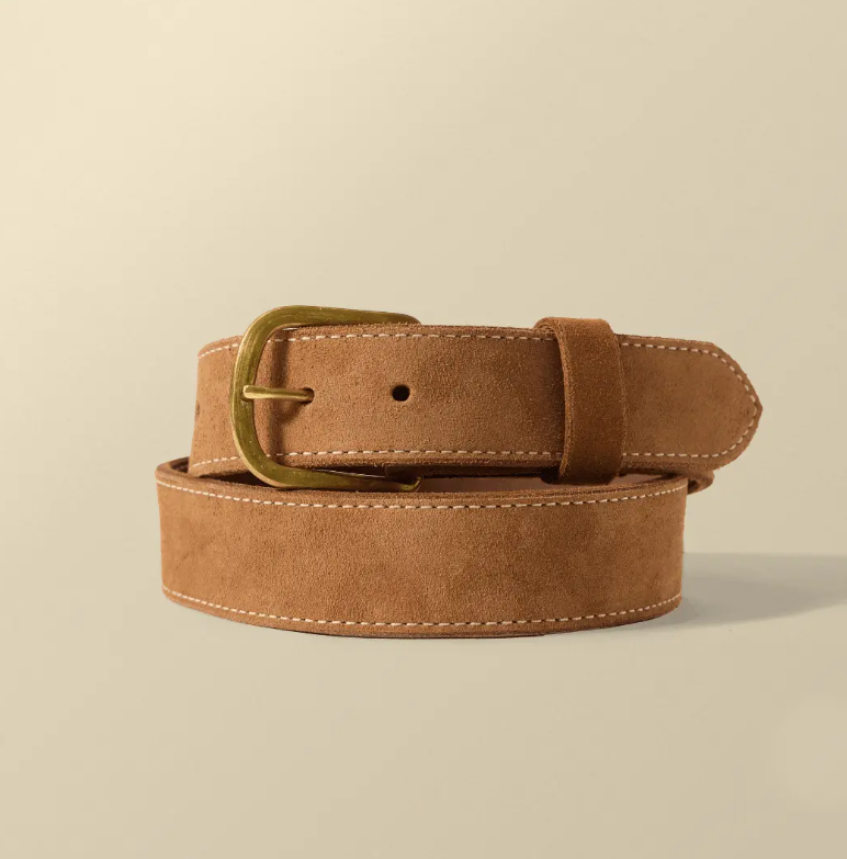 Roughout Leather Work Belt | Brown | Brass Buckle | Nicks x Devium