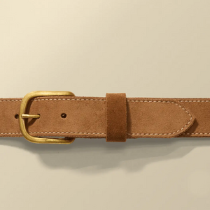 Roughout Leather Work Belt | Brown | Brass Buckle | Nicks x Devium