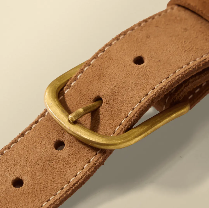 Roughout Leather Work Belt | Brown | Brass Buckle | Nicks x Devium