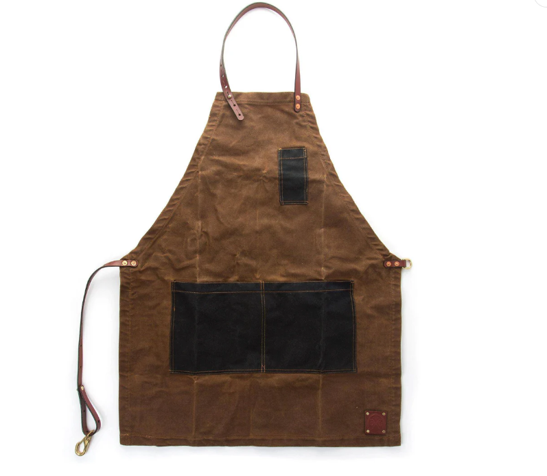 The Charles Waxed Canvas Apron | Nutmeg & Navy | Copper Rivets