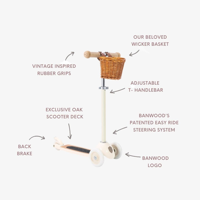 Banwood Scooter Vintage — Cream | 3-Wheel | Oak Deck | Ages 3+