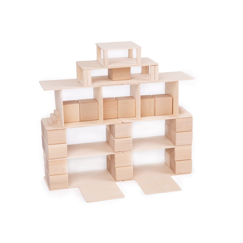 Just Blocks BASIC Medium | 68 natural wooden blocks — modern building